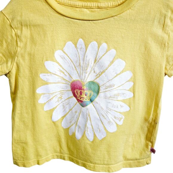 Juicy Girls Size XS Tee Shirt Yellow With Daisy Crown Graphic Preppy Y2K - Picture 2 of 4